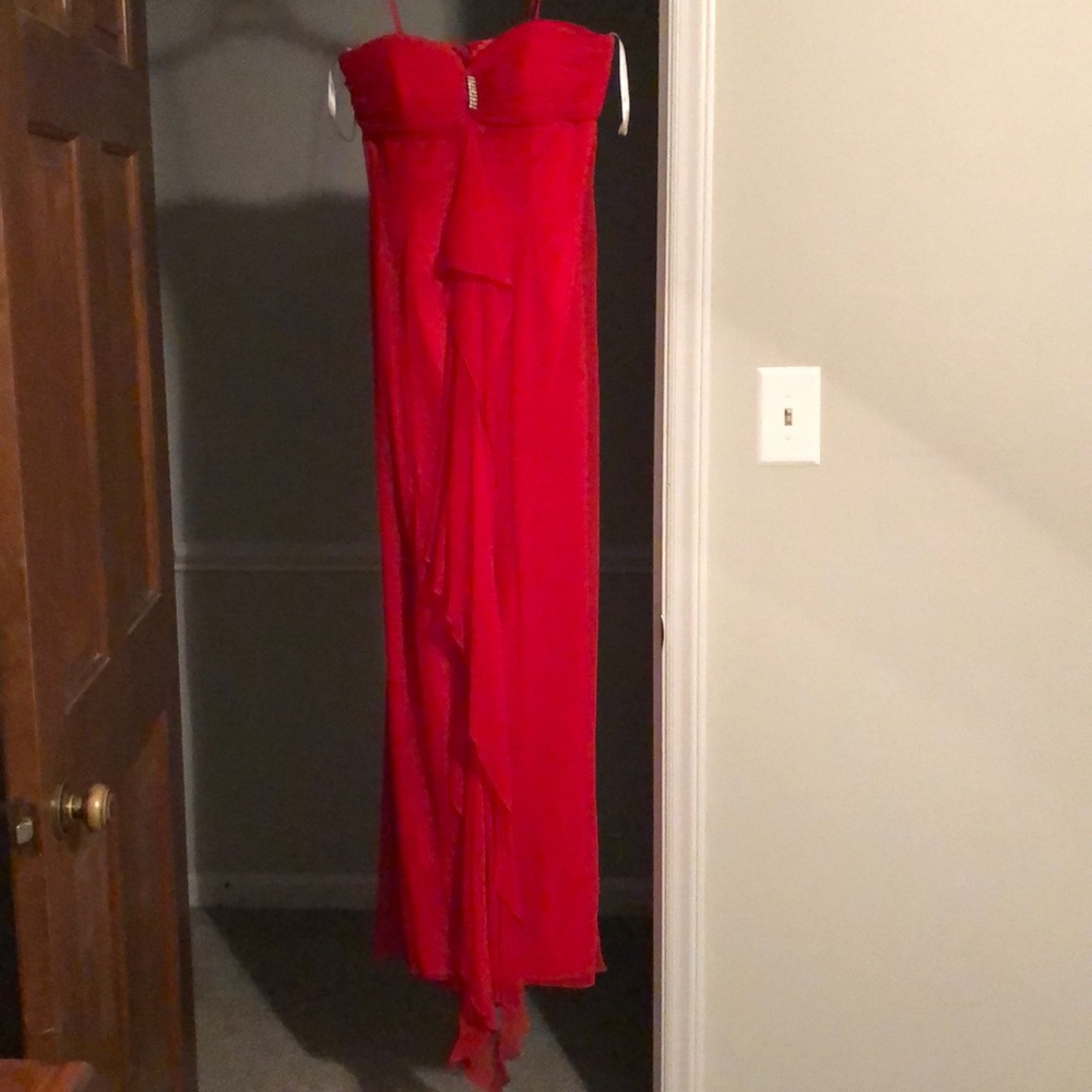 Red dress spaghetti straps